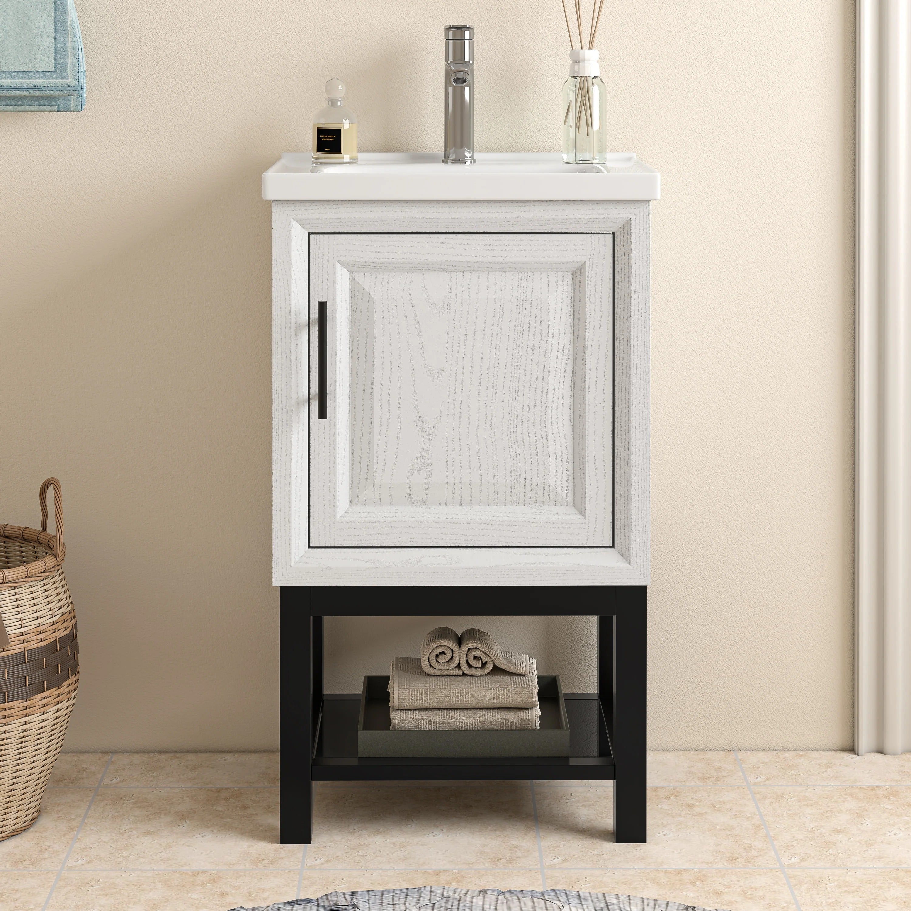 20" FBV24212 Freestanding Bathroom Vanity with Ceramic Top-White