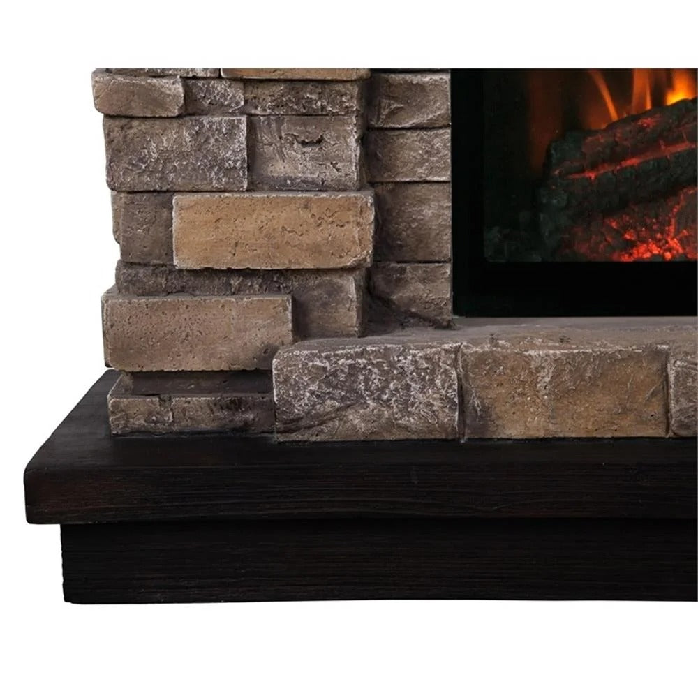 FFP20131 36" Electric Fireplace Mantel with Faux Brick-Tan