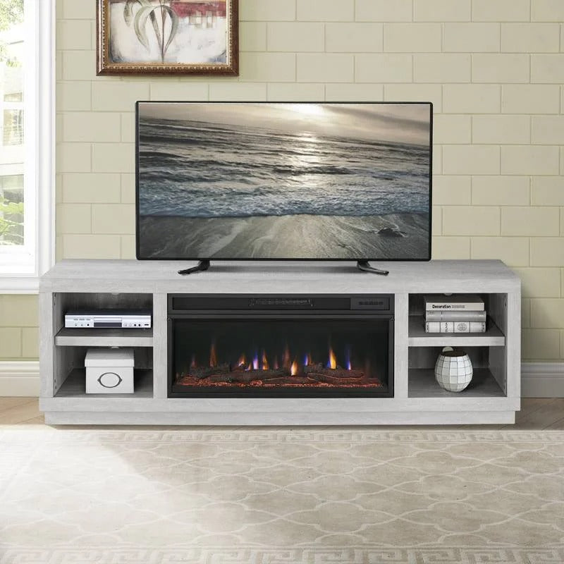 FTS21220 77" TV Stand with 36" Electric Fireplace-White