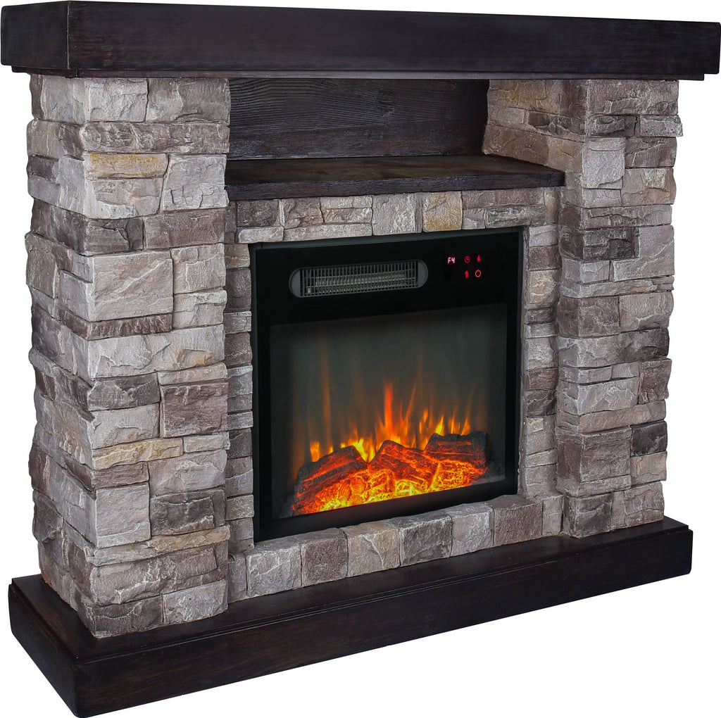 FFP20163 40" Electric Fireplace Mantel with Faux Brick-Grey