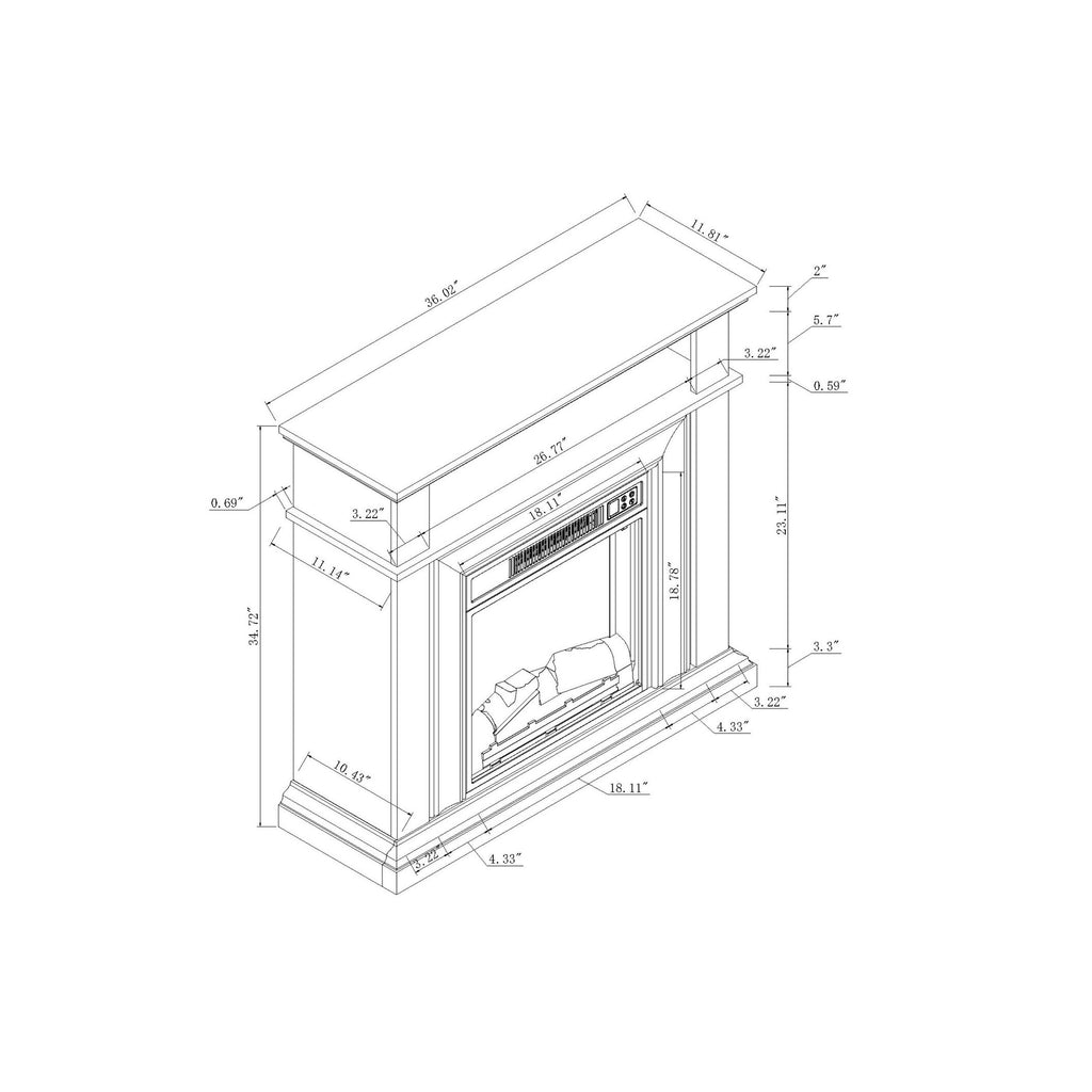 FFP24245 36" Electric Fireplace Mantel-White