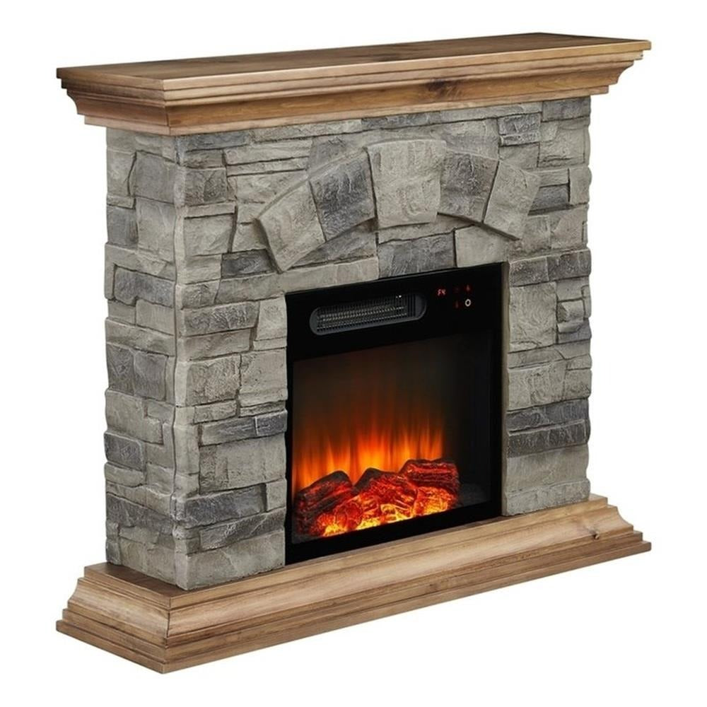 FFP21233 40" Electric Fireplace Mantel with Faux Brick-Brown