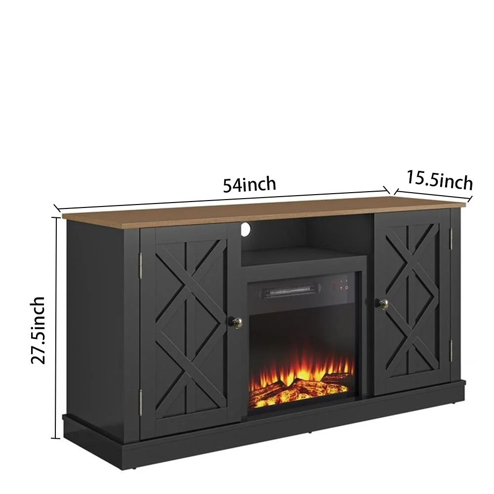FFP20267 54" TV Stand with 18" Electric Fireplace-Black