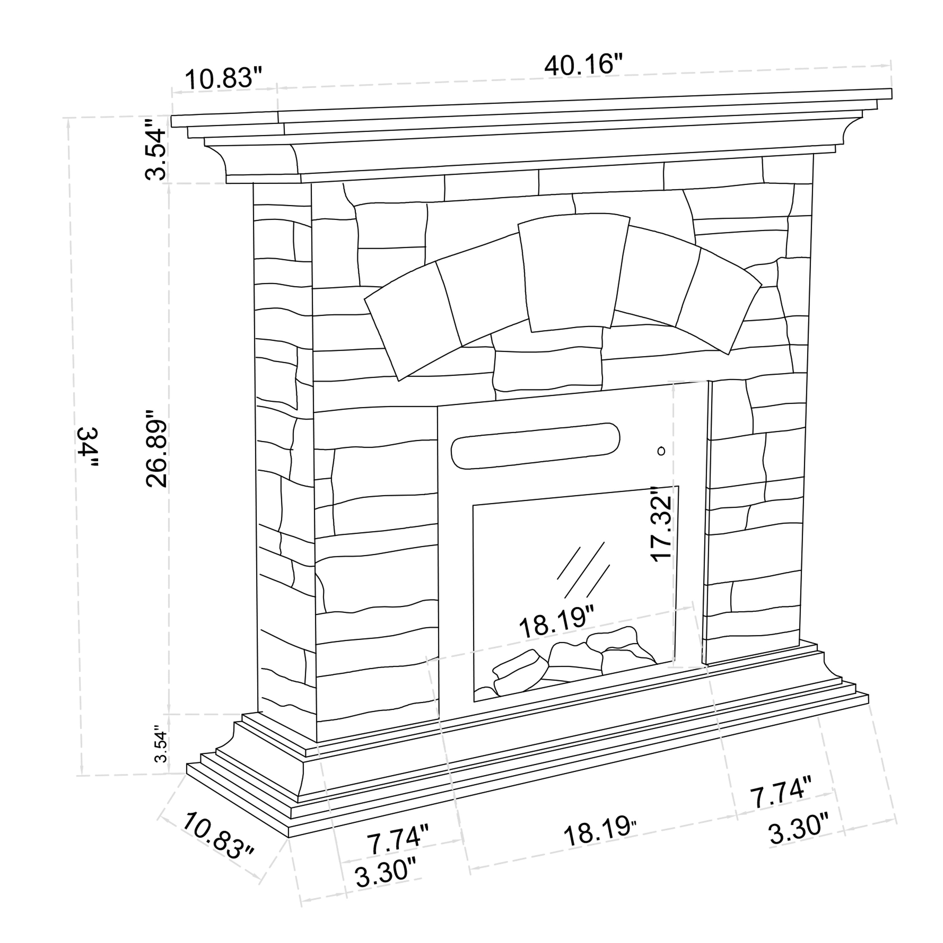 FFP21233 40" Electric Fireplace Mantel with Faux Brick-Brown