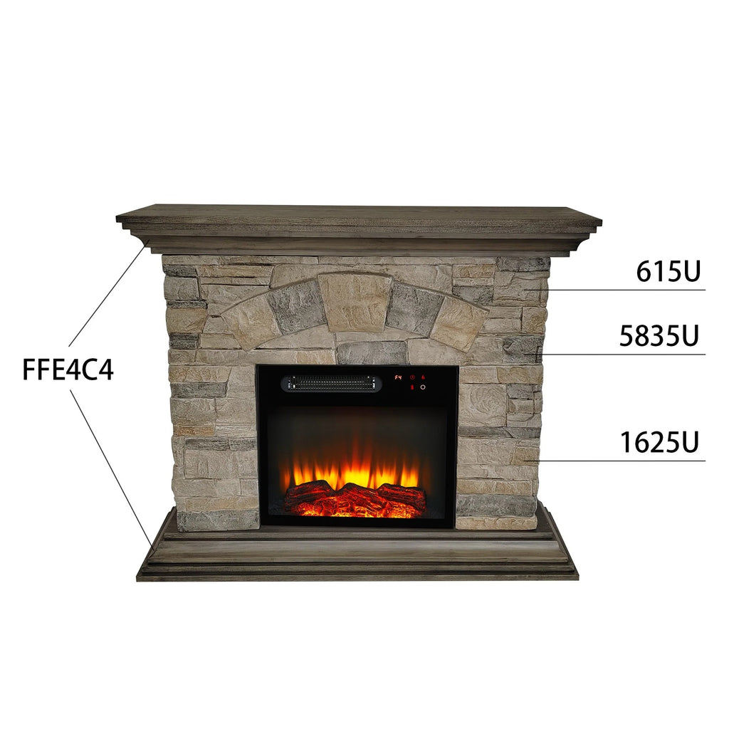 FFP23238 40" Electric Fireplace Mantel with Faux Brick-Muddy