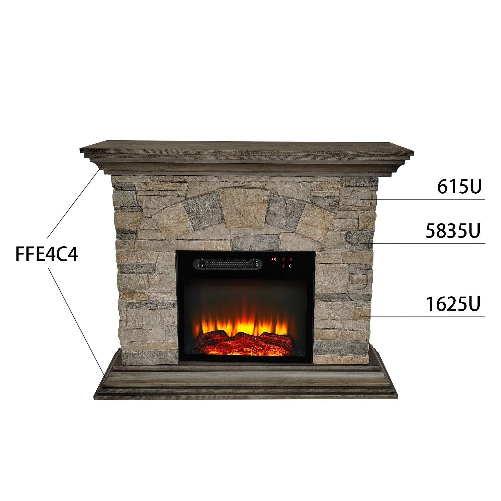 FFP23238 40" Electric Fireplace Mantel with Faux Brick-Muddy