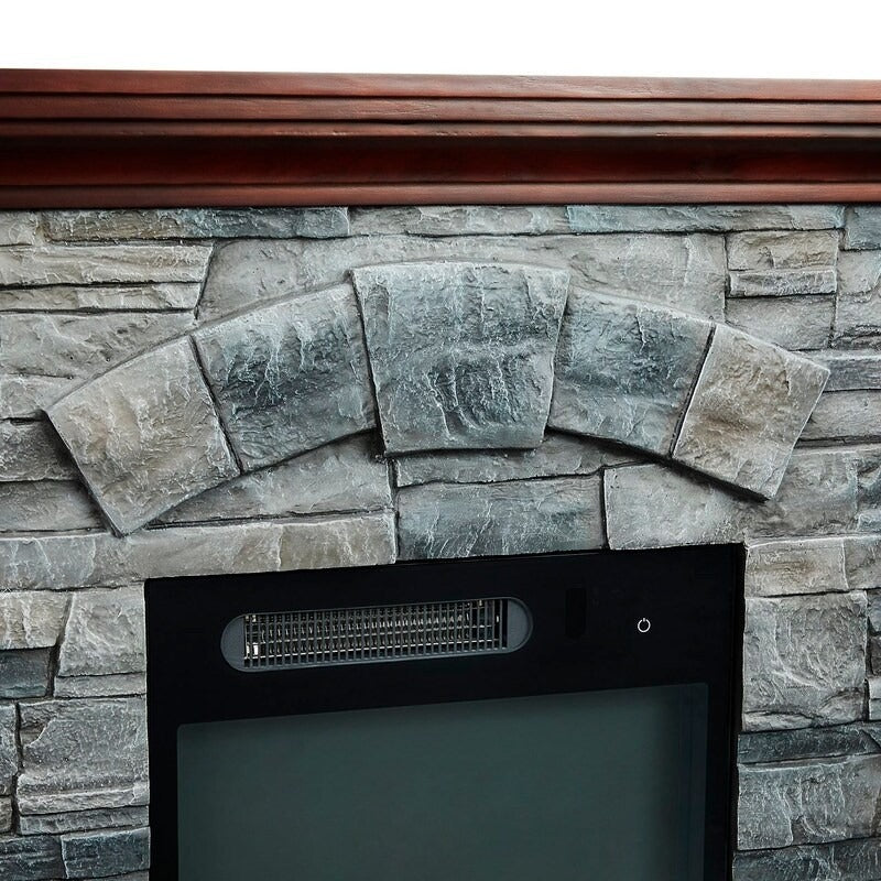 FFP21234 40" Electric Fireplace Mantel with Faux Brick-Grey