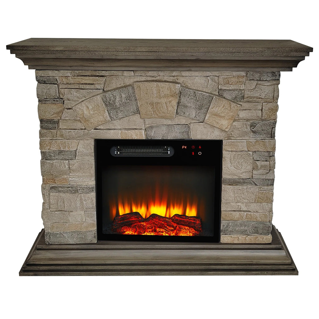FFP23238 40" Electric Fireplace Mantel with Faux Brick-Muddy