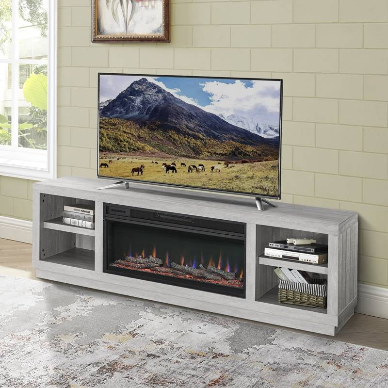 FTS21220 77" TV Stand with 36" Electric Fireplace-White
