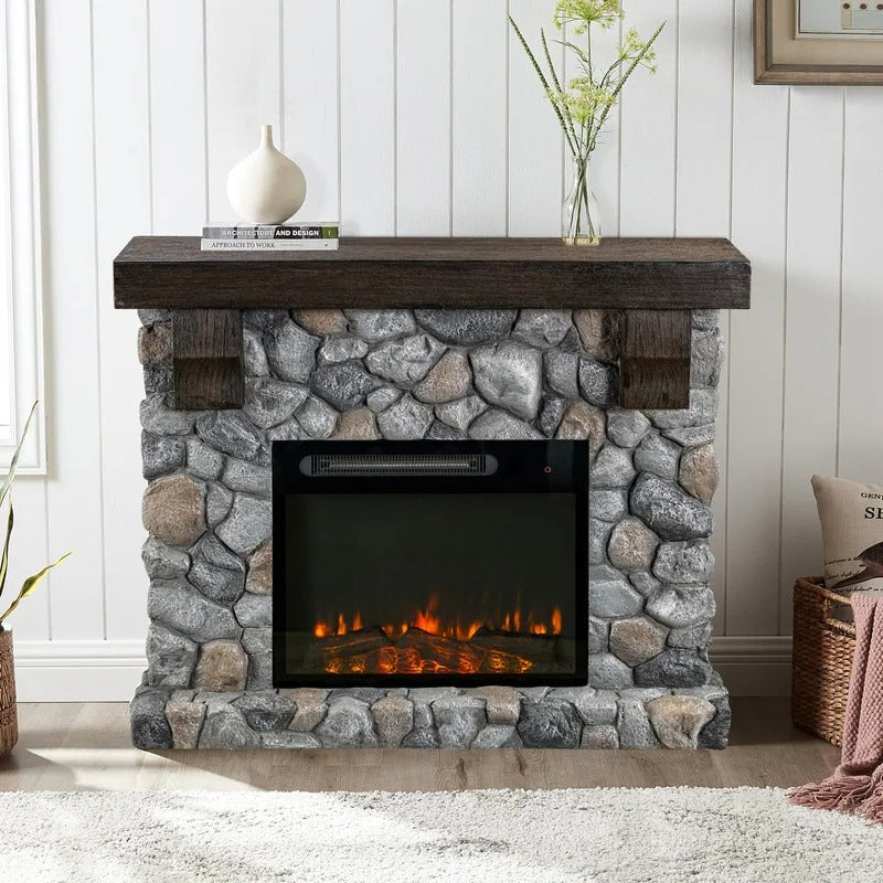 FFP20151 44" Electric Fireplace Mantel with Faux Brick-Grey