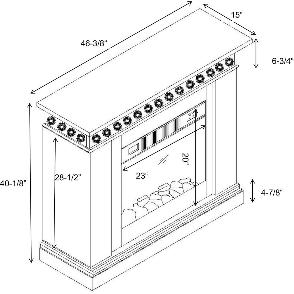 FFP24125 46.5" Electric Fireplace Mantel-White