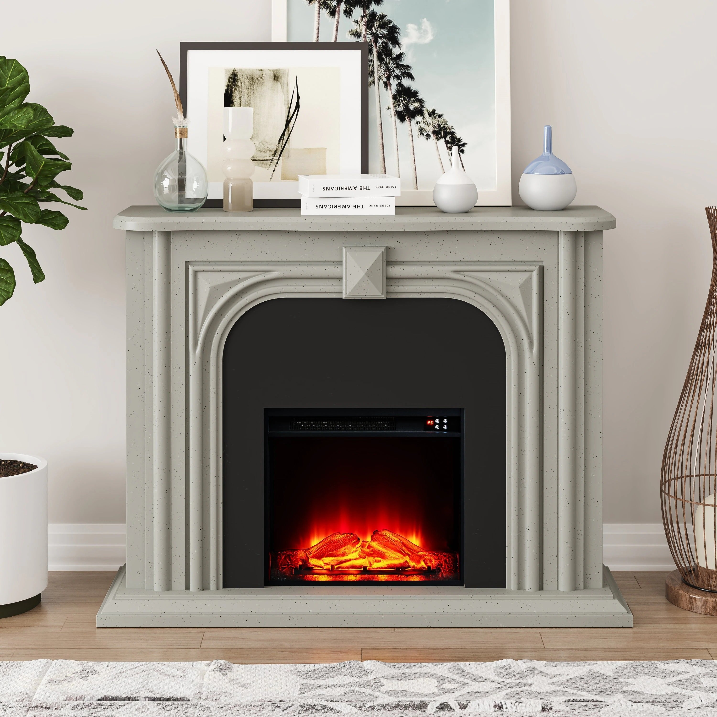 FFP24345 47.5" Electric Fireplace Mantel-Grey