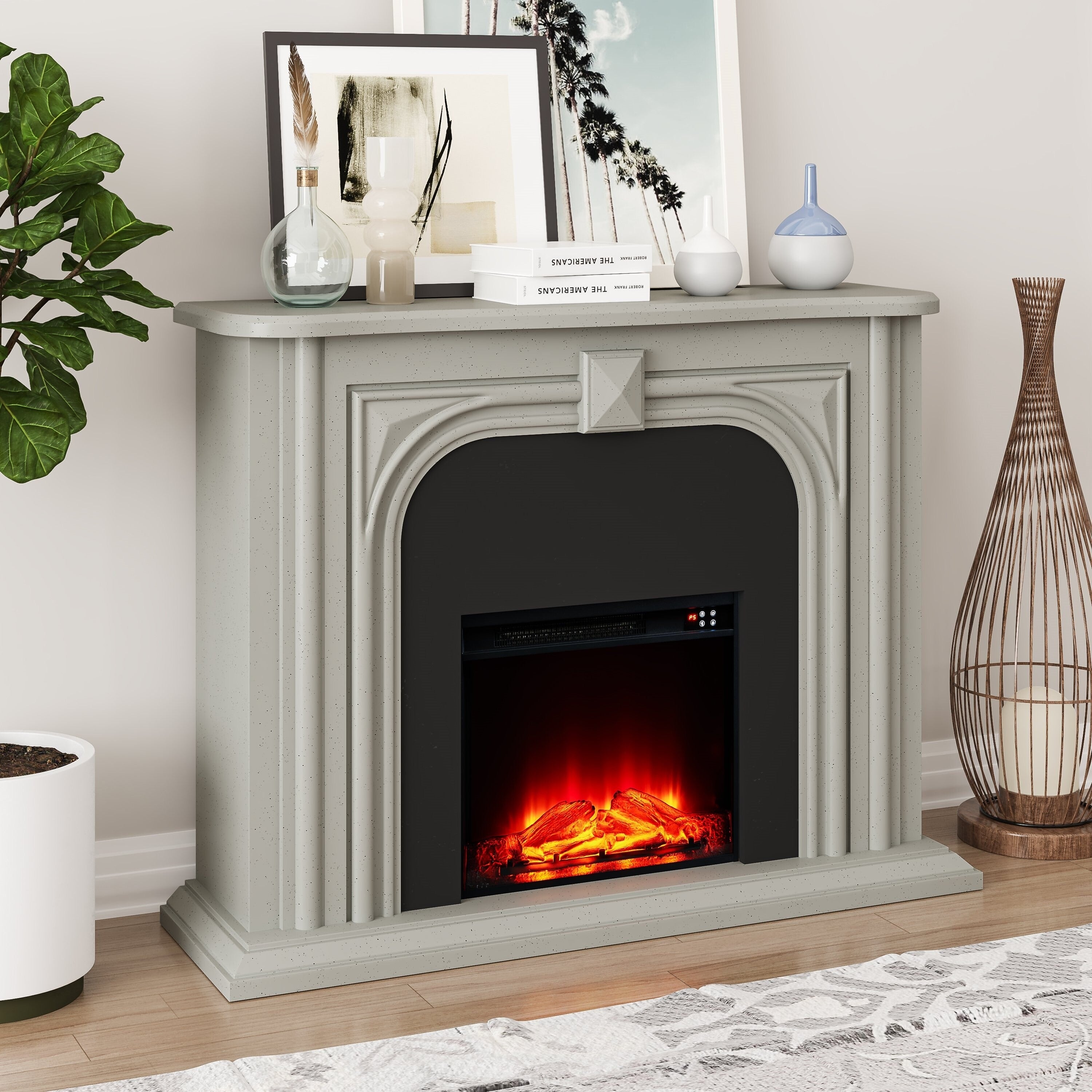 FFP24345 47.5" Electric Fireplace Mantel-Grey