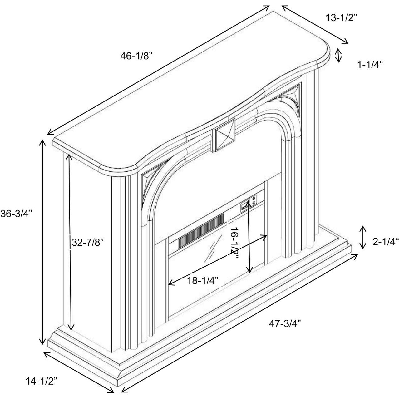 FFP24346 47.5" Electric Fireplace Mantel-White