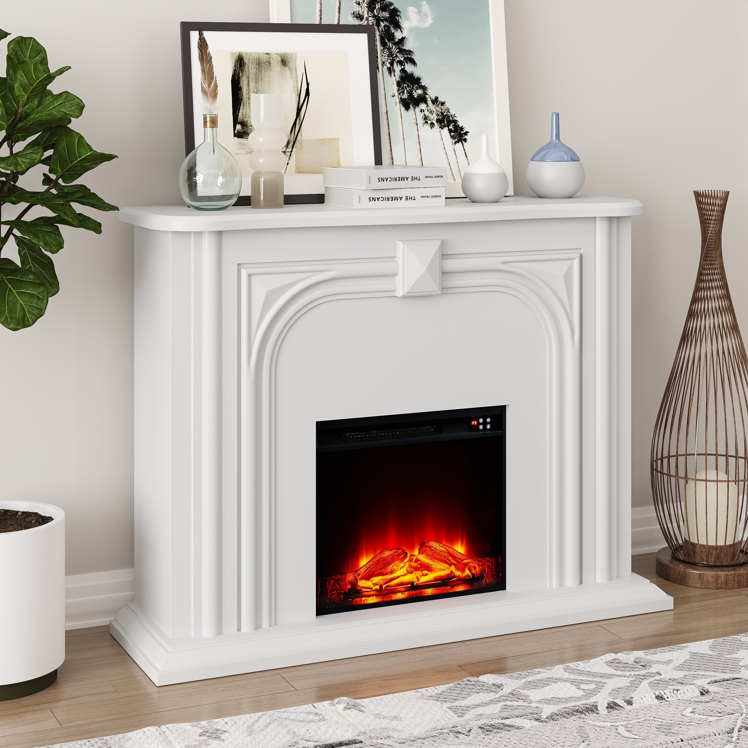 FFP24346 47.5" Electric Fireplace Mantel-White
