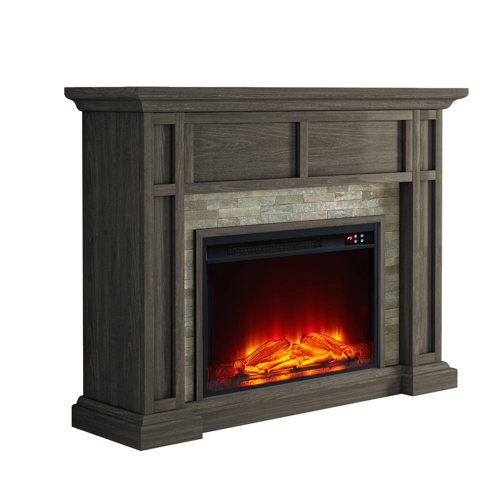 FFP23346 48" Electric Fireplace Mantel with Faux Brick-Brown