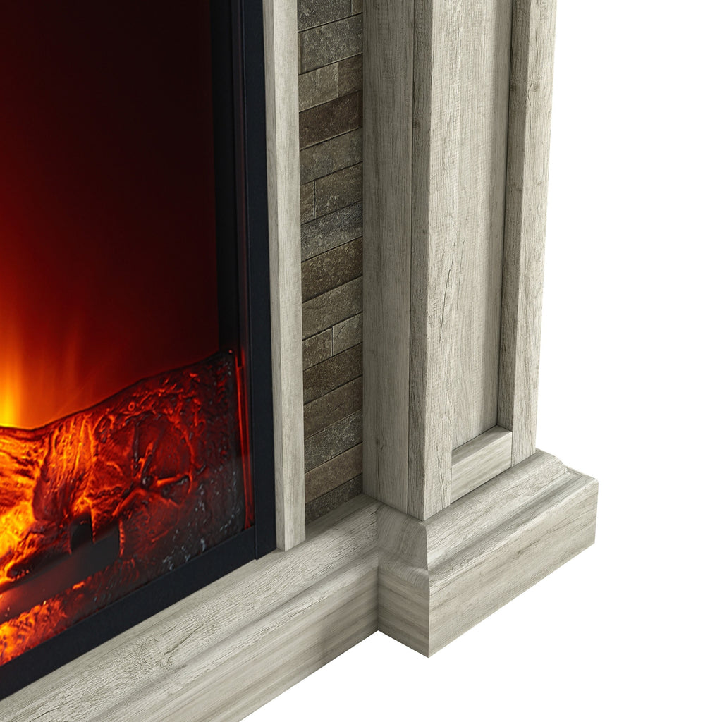 FFP23345 48" Electric Fireplace Mantel with Faux Brick-Grey