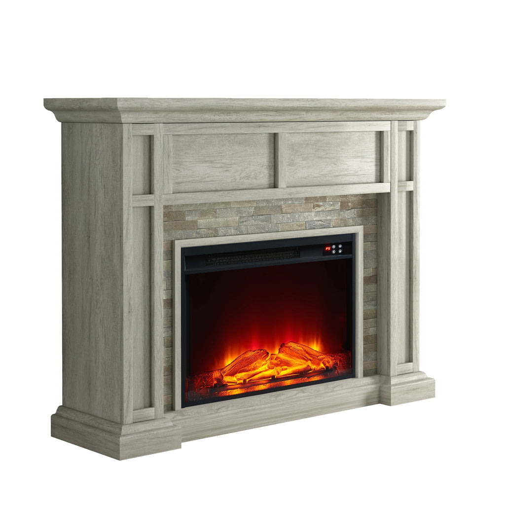 FFP23345 48" Electric Fireplace Mantel with Faux Brick-Grey