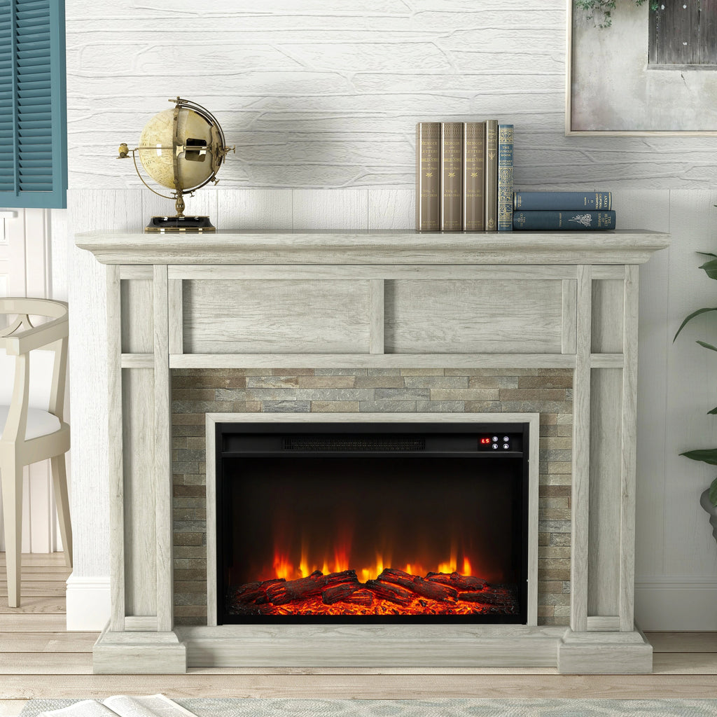 FFP23345 48" Electric Fireplace Mantel with Faux Brick-Grey