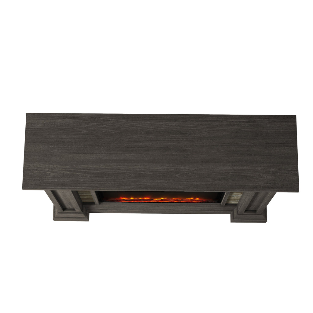 FFP23346 48" Electric Fireplace Mantel with Faux Brick-Brown