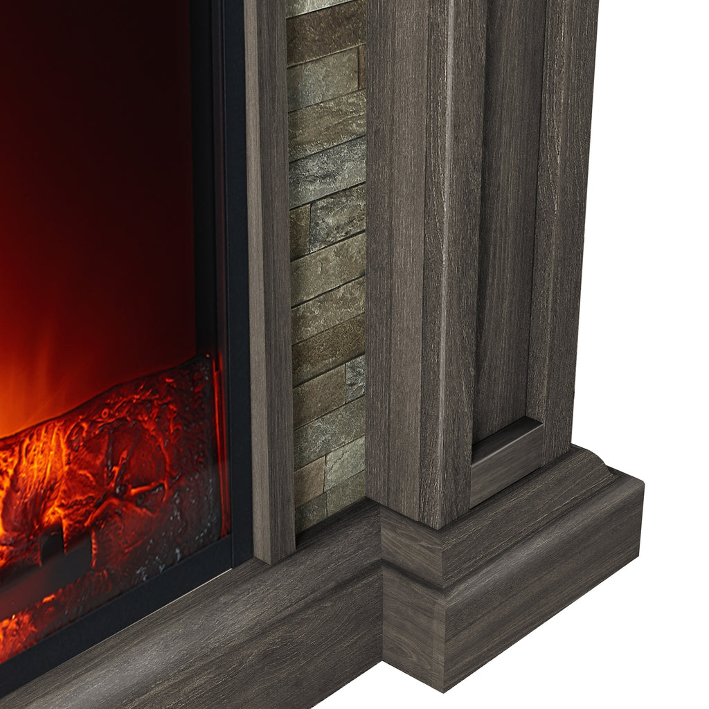 FFP23346 48" Electric Fireplace Mantel with Faux Brick-Brown