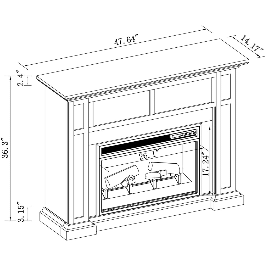 FFP23346 48" Electric Fireplace Mantel with Faux Brick-Brown
