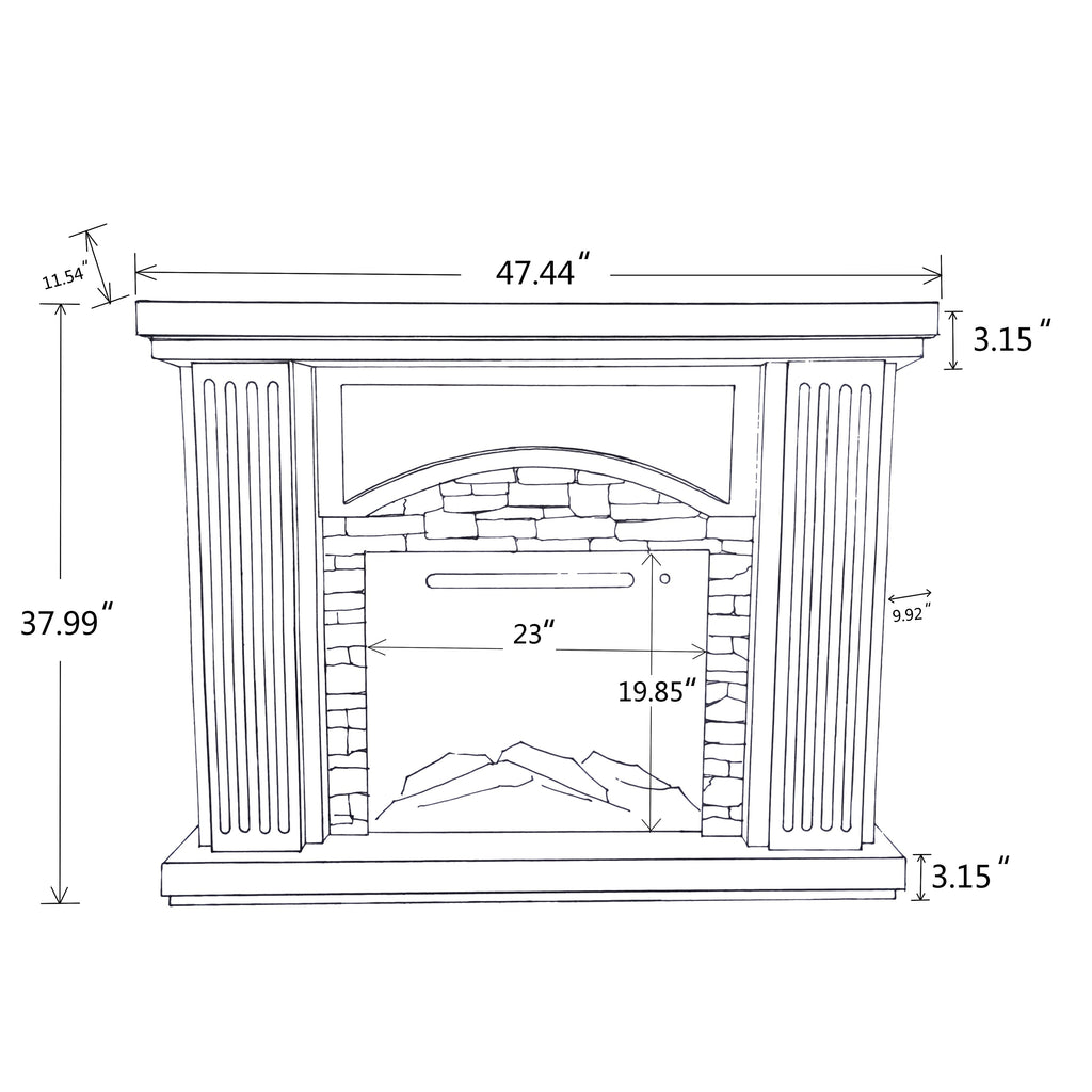 FFP23617 48" Electric Fireplace Mantel with Faux Brick-White