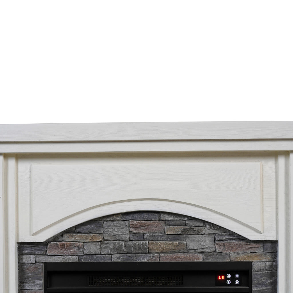 FFP23617 48" Electric Fireplace Mantel with Faux Brick-White