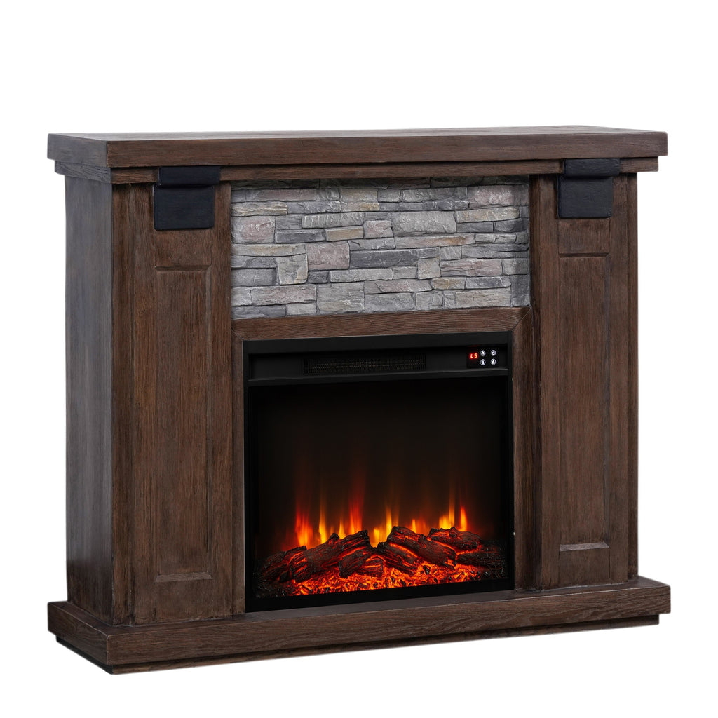 FFP23611 48" Electric Fireplace Mantel with Faux Brick-Brown