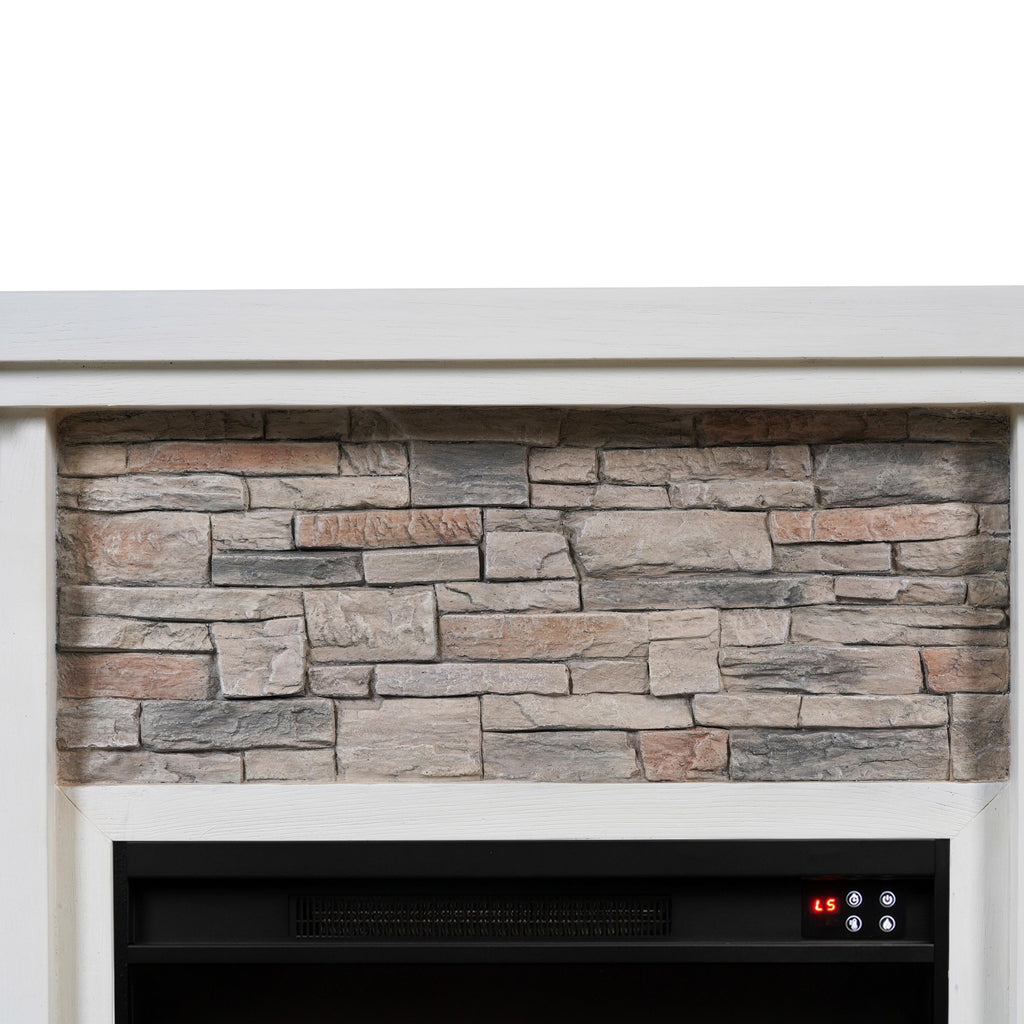 FFP23612 48" Electric Fireplace Mantel with Faux Brick-White