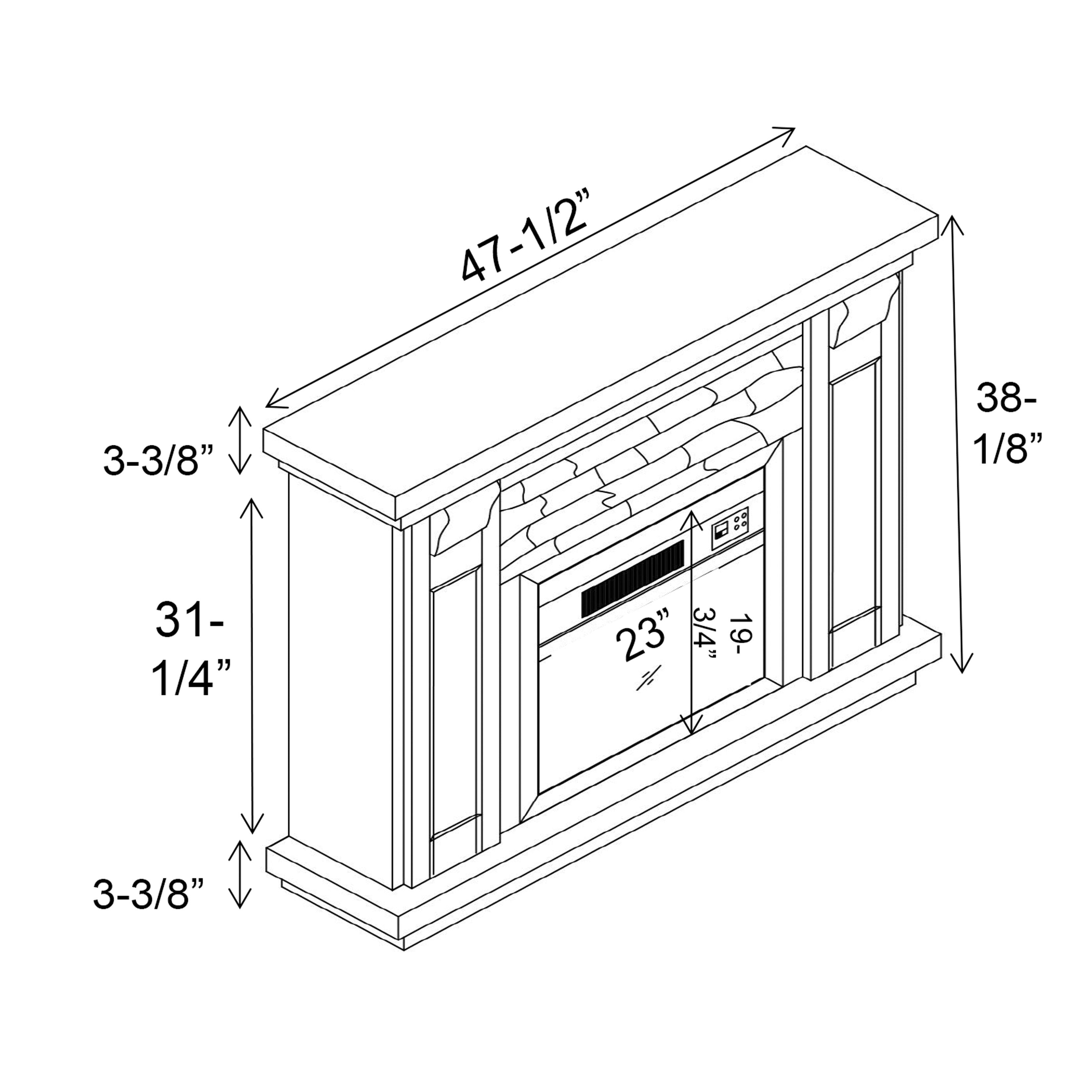 FFP22190 48" Electric Fireplace Mantel with Faux Brick-Grey