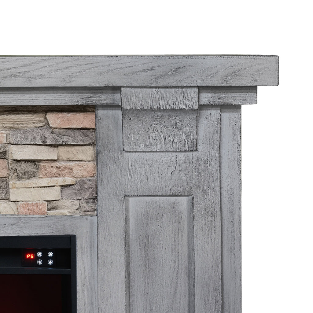 FFP22190 48" Electric Fireplace Mantel with Faux Brick-Grey
