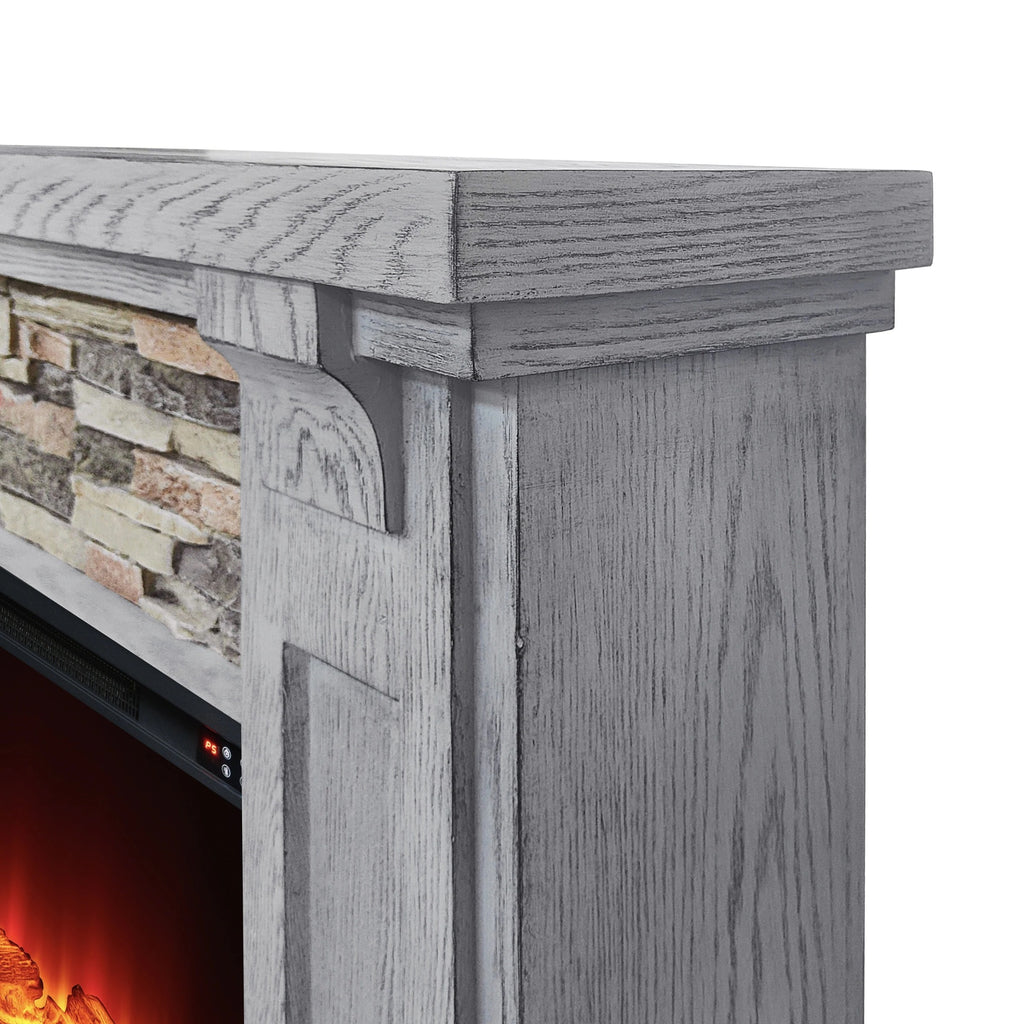 FFP22190 48" Electric Fireplace Mantel with Faux Brick-Grey