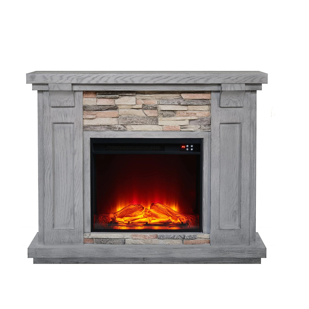 FFP22190 48" Electric Fireplace Mantel with Faux Brick-Grey