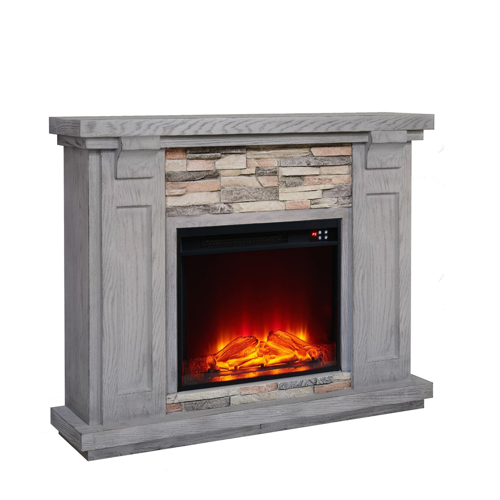 FFP22190 48" Electric Fireplace Mantel with Faux Brick-Grey