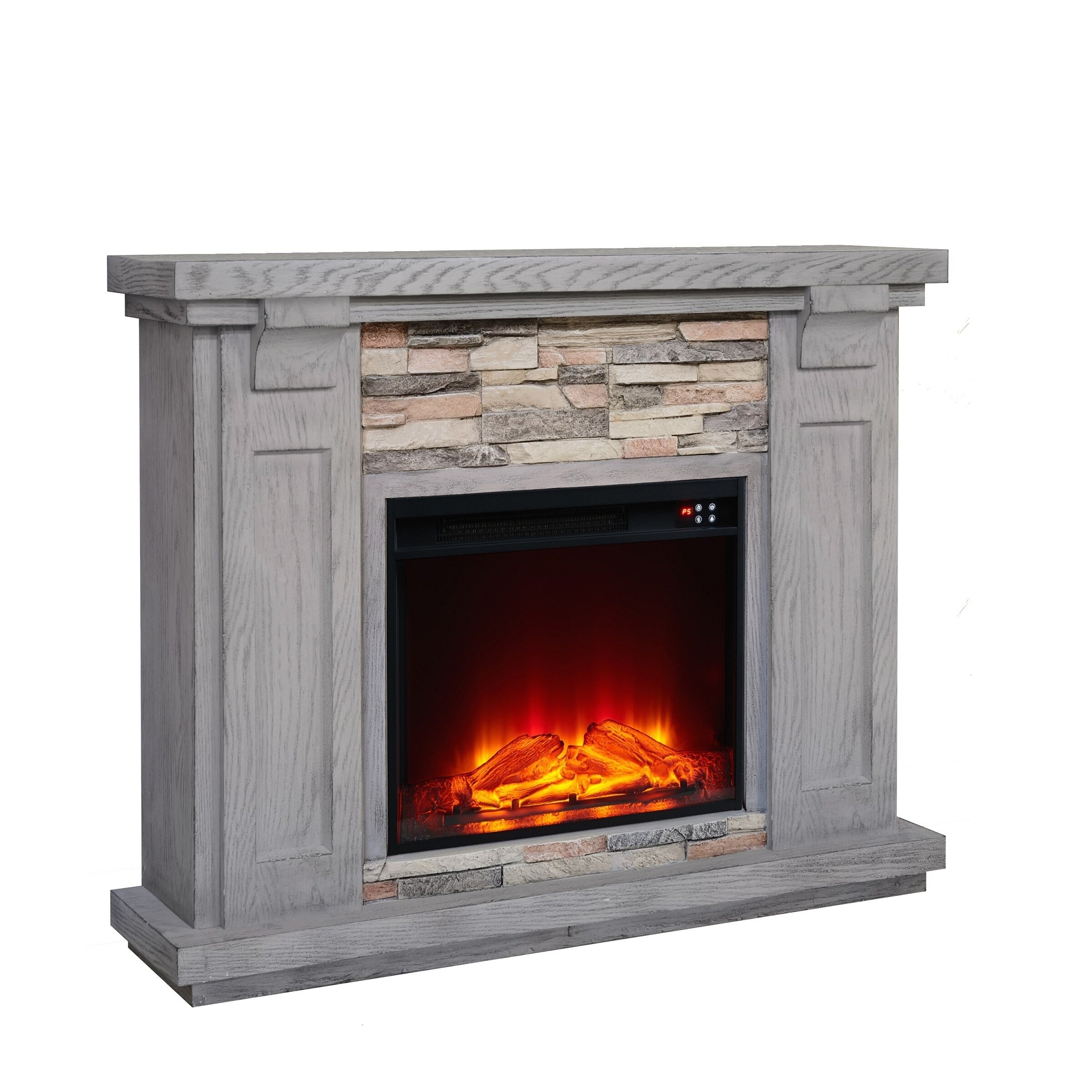 FFP22190 48" Electric Fireplace Mantel with Faux Brick-Grey