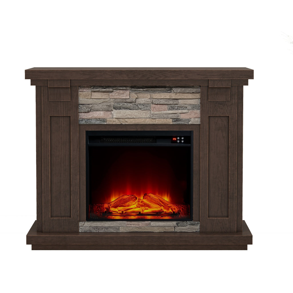 FFP22191 48" Electric Fireplace Mantel with Faux Brick-Brown