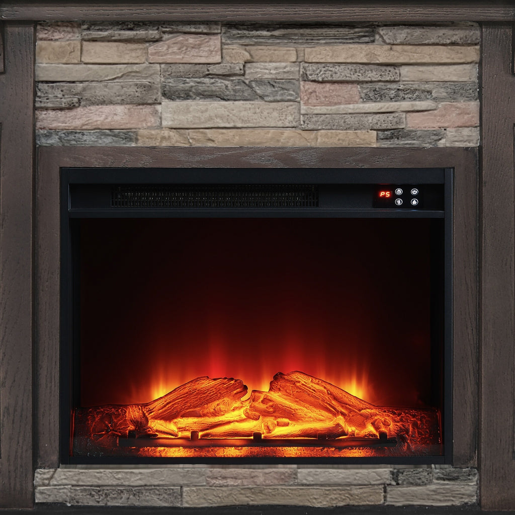 FFP22191 48" Electric Fireplace Mantel with Faux Brick-Brown