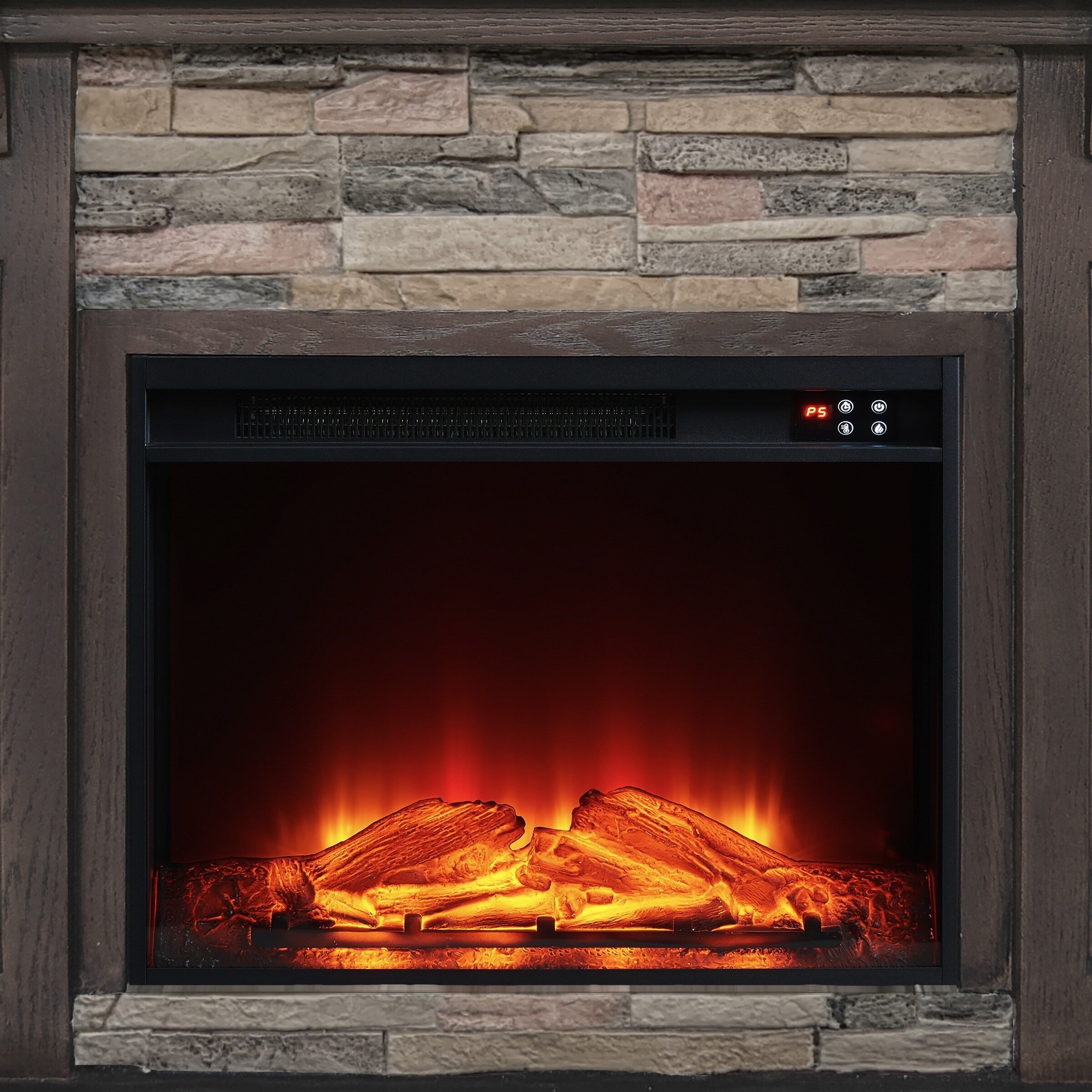 FFP22191 48" Electric Fireplace Mantel with Faux Brick-Brown