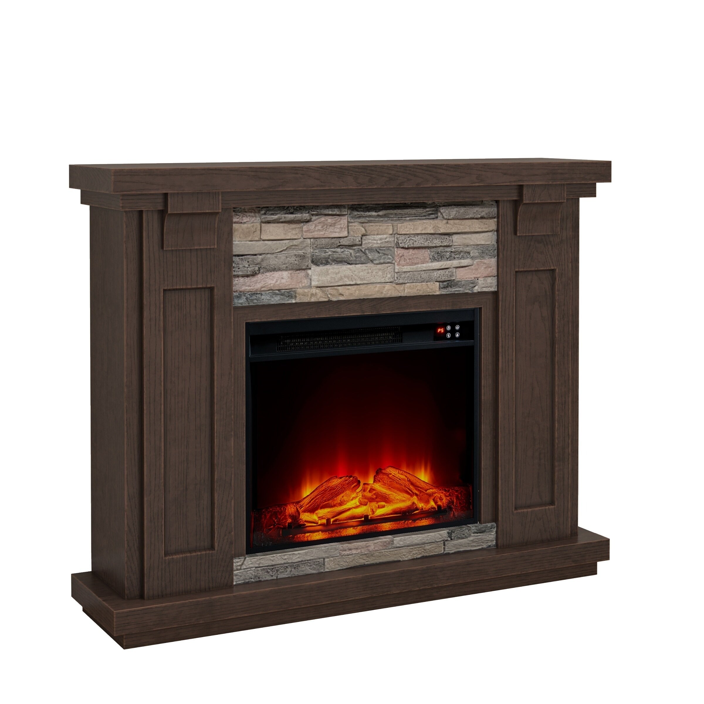 FFP22191 48" Electric Fireplace Mantel with Faux Brick-Brown
