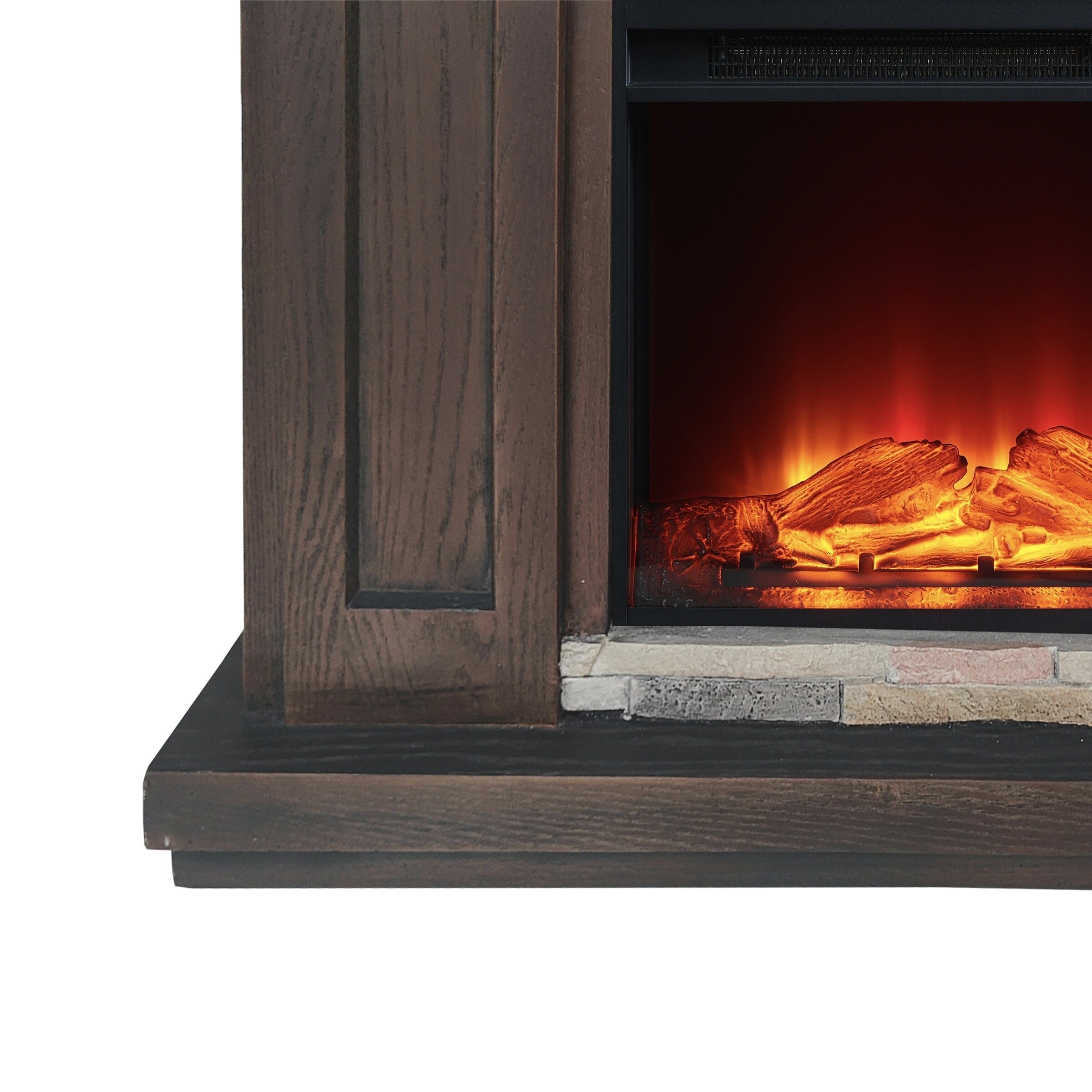 FFP22191 48" Electric Fireplace Mantel with Faux Brick-Brown