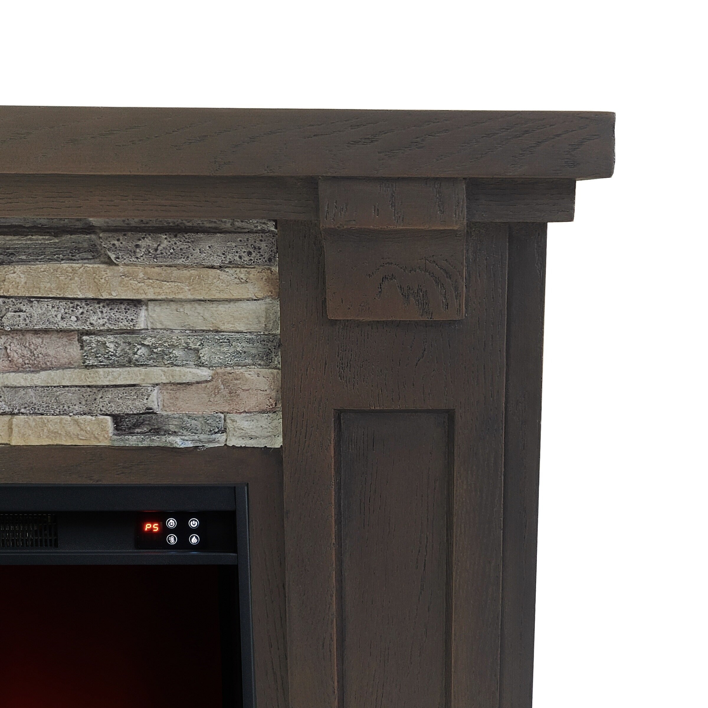 FFP22191 48" Electric Fireplace Mantel with Faux Brick-Brown