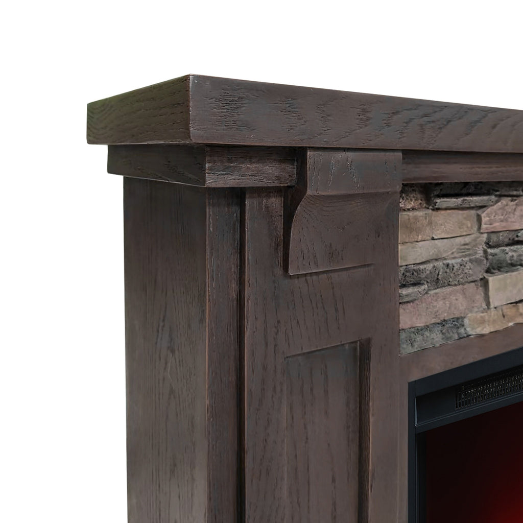 FFP22191 48" Electric Fireplace Mantel with Faux Brick-Brown