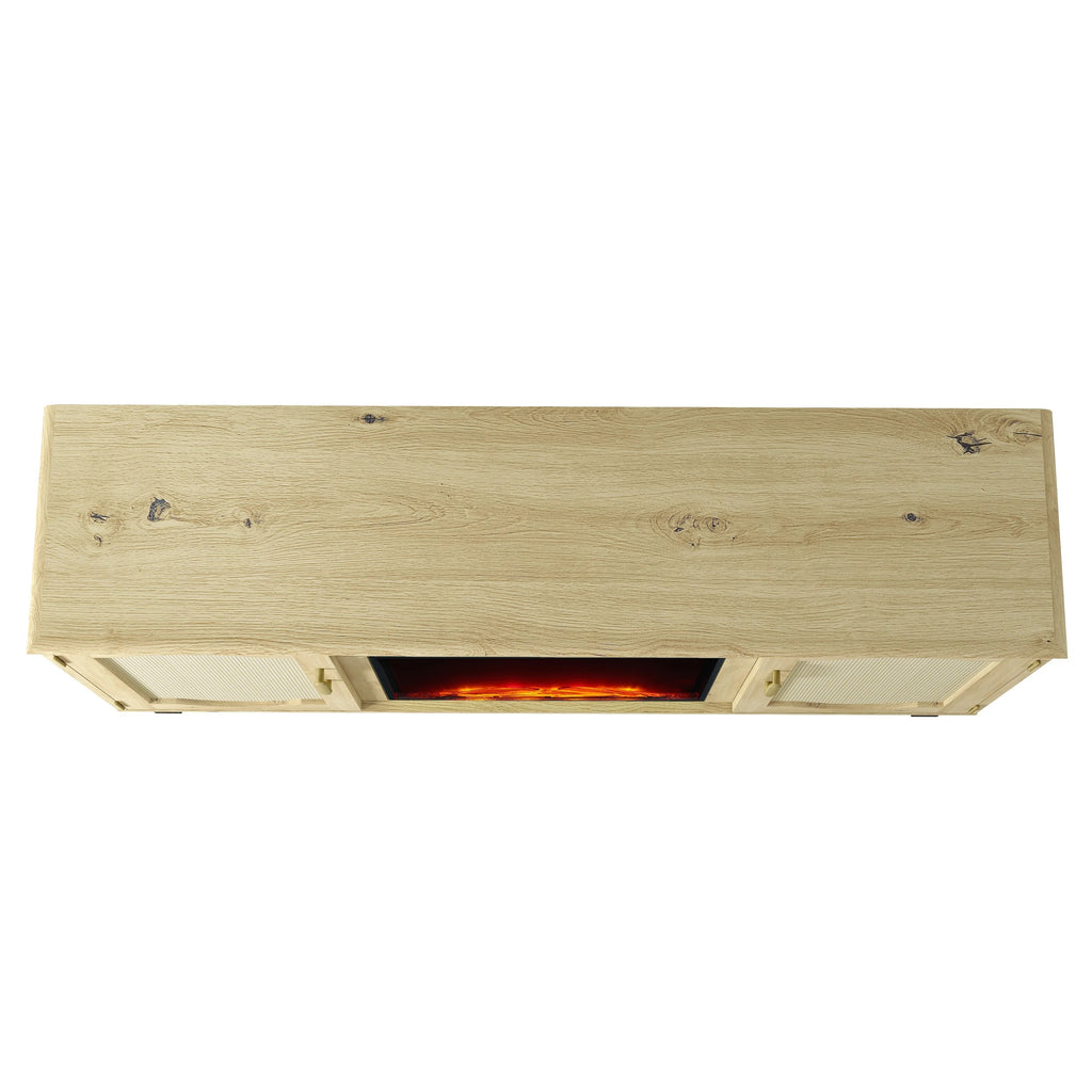 FTS23217 63" TV Stand with 23" Electric Fireplace-Walnut