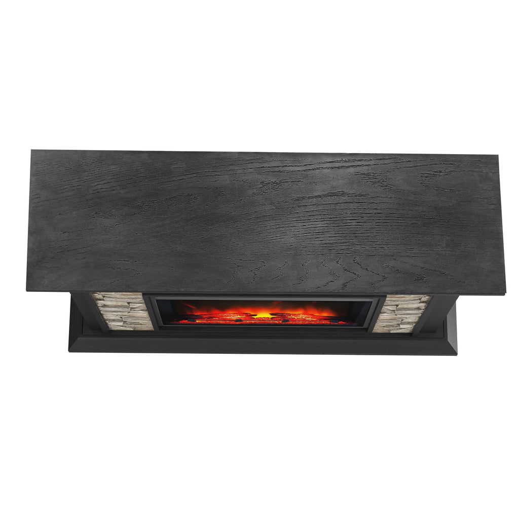 FFP24340 50" Electric Fireplace Mantel with Faux Brick-Black