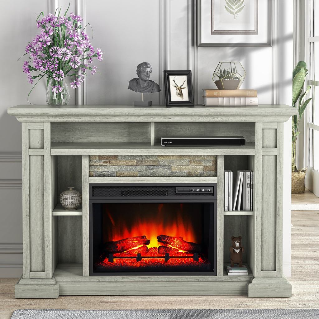 FFP24225 50" Corner Electric Fireplace Mantel-Grey