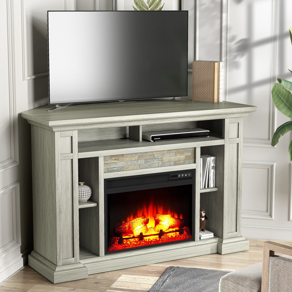FFP24225 50" Corner Electric Fireplace Mantel-Grey