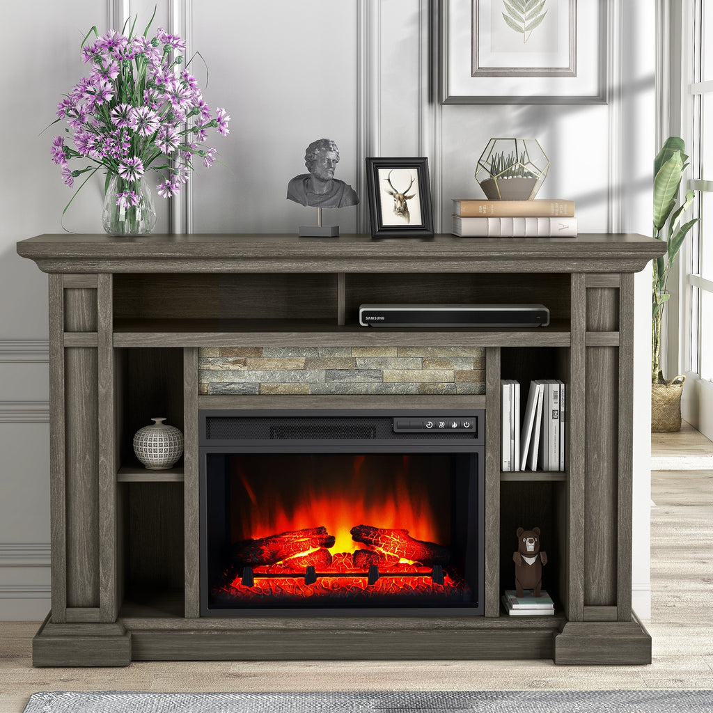 FFP24226 50" Corner Electric Fireplace Mantel-Brown