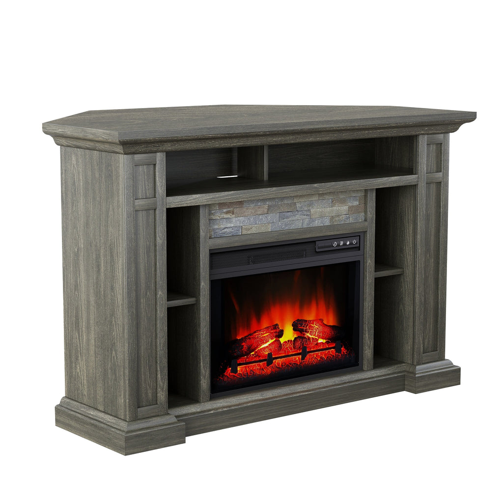 FFP24226 50" Corner Electric Fireplace Mantel-Brown