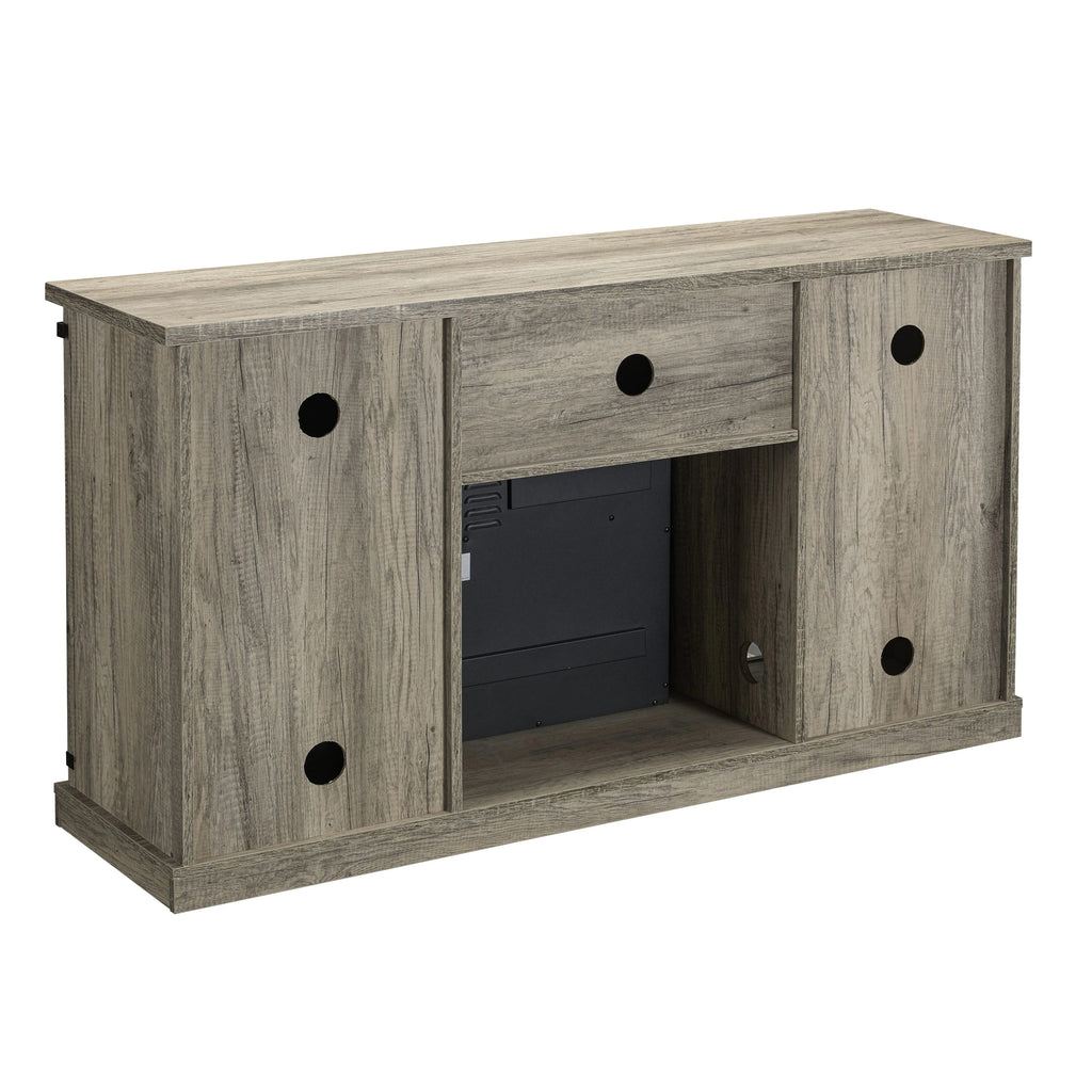 FFP20272 54" TV Stand with 18" Electric Fireplace & 2 Barn Door-Grey